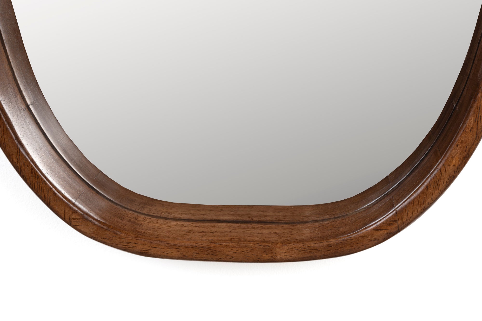 Nyko Brown Wood Rounded Rectangle Wall Mirror Large